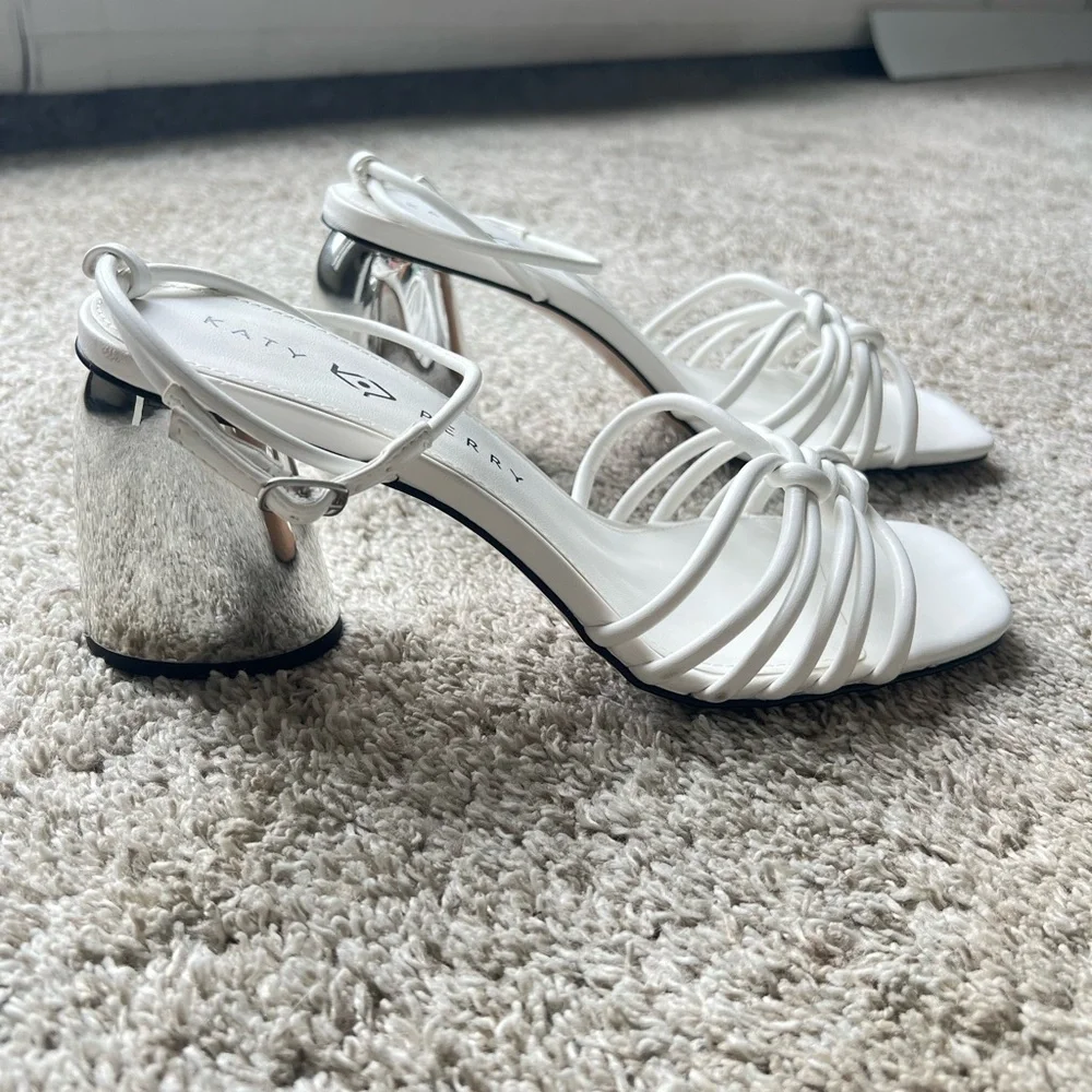 Katy Perry Collections Silver and White Strappy Heels. New without tags - Picture 2 of 7